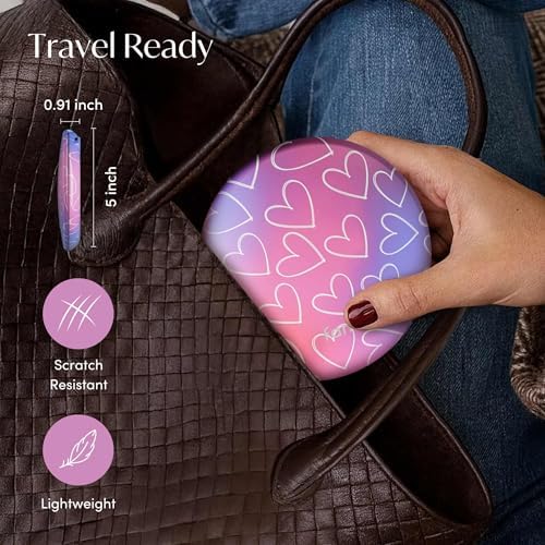 Fancii Taylor LED Lighted Travel Makeup Mirror, Rechargeable, 10x /1x Magnifying, Tru-Glow Lighting System, XL Large 5” Wide | Compact Mirror for Purses (Lovestruck) - Image 6