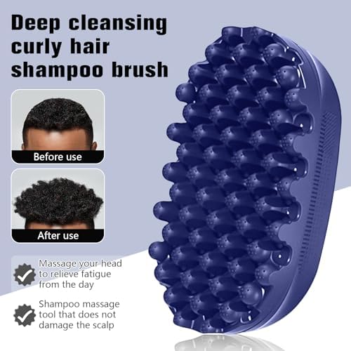 Rubber Curling Hair Brush，Premium Twist Tool for Afro Hair，Ideal for Curly, Coiled, 4C Hair，Quick & Easy Styling，Blue - Image 2