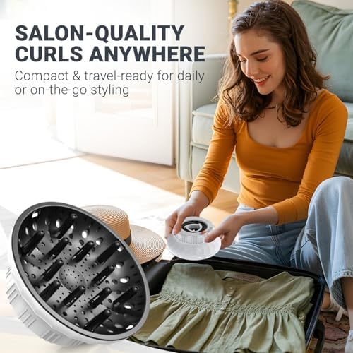 Universal Hair Diffuser: Hair Dryer Diffuser Attachment for Curly & Wavy Hair, Fits 1.4-2.4 Inch Nozzles, Ideal for Long Thick Hair, Hair Styling Tool，White - Image 5