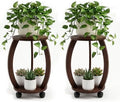 2 Pack 2 Tier Wooden Plant Stand Indoor with Wheels – Tall Plant Stand for 6-12 Inch Pots, Mid-Century Modern Rustic Plant Table Indoor, Pedestal Stand for Corner, Living Room, Balcony by Unknown
