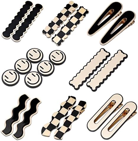 Magicsky 16PCS Black White Checkered Hair Clips, Cute Acrylic Barrettes by MAGICSKY