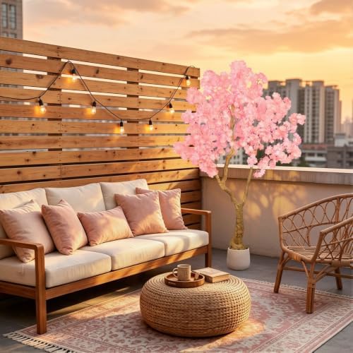 Pink Artificial Cherry Blossom Tree 5FT with Sturdy White Planter - Image 5