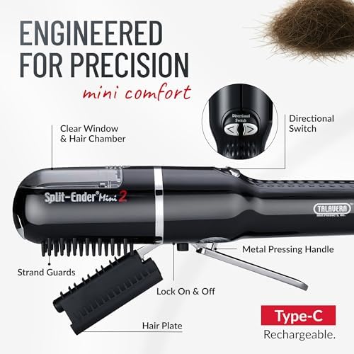 Split-Ender Mini 2 – Original Cordless Split End Hair Trimmer for Dry, Damaged, Brittle, Curly, Frizzy, or Straight Hair – Rechargeable Hair Clipper, Home Styling Tool for Split Ends (Black) - Image 5