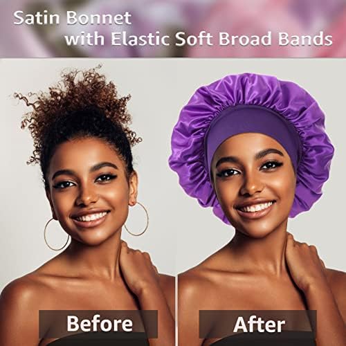 vidsel 4PCS Satin Bonnet, Bonnets for Women, Silk Hair Bonnet for Sleeping - Image 3