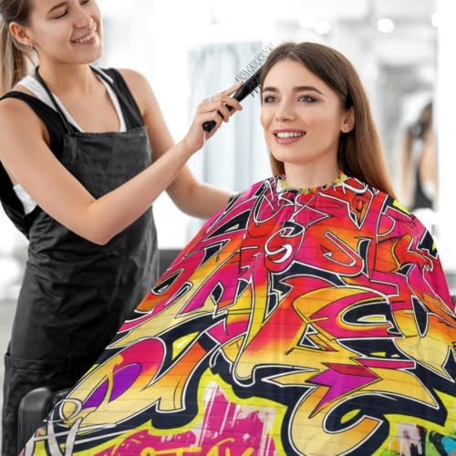 Blueangle Graffiti Wall Barber Styling Cape - Waterproof Salon Cape for Men, 65 x 55 Inches Hairdresser for Hair Treatment - Cutting/Coloring/Perming - Image 7