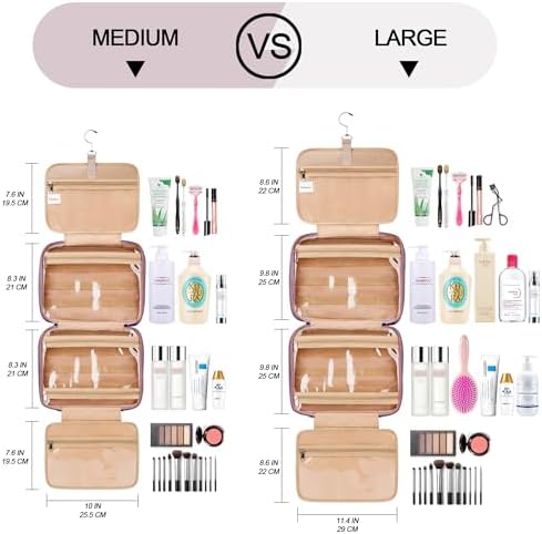 COOSKY Travel Hanging Toiletry Bag for Women, Large Makeup Bag 8 Leak Proofing Silicone Bottle Covers, Waterproof Cosmetic Bag with Jewelry Organizer Compartment, Toiletries Kit Set, Purple - Image 7