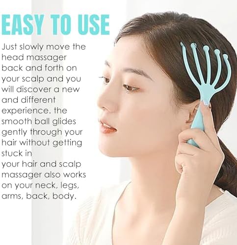 Seddy Scalp Massager, Portable Hand Held SPA Head, Neck, & Body Massager for Deep Relaxation & Stress Reduction- Stimulates Blood Circulation in the Head to Promote Hair Growth. (2 Pack) (Blue)(Pink) - Image 6