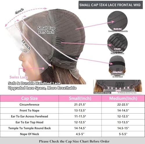 ALHER Small Cap Lace Front Wigs Human Hair 22 IN #4/27 Honey Blonde Highlight Straight 13X4 Lace Frontal Wig With Baby Hair 150% Density, Small Cap 21-21.5 Balayage Piano Colored Wig for Black Women - Image 4