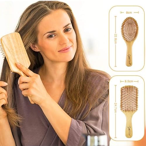 BestFire 6 in 1 Hair Brush Set for Men & Women: Bamboo Bristle Hairbrush, Tail Comb, Double Head Comb, 3 Air Cushion Massage Brushes for Scalp Massaging - Image 4