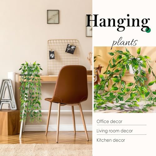 Der Rose 8Pcs Fake Hanging Plants with White Pots for Fuller Shelf Decor - Image 2