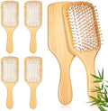 6-Pack Natural Bamboo Hair Brushes for Scalp Massage & Detangling, Anti-Static Wooden Paddle Brush with Ergonomic Handle and Bamboo Bristles, DIY Engraving Gifts(9.65'' X 3.35'', White) by Unknown