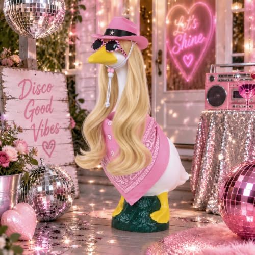 4Pcs Porch Goose Wigs Set Porch Goose Outfits Accessories for Outdoor Statue Accessories Garden Patio Yard Goosey Decoration (Pink Set) - Image 3