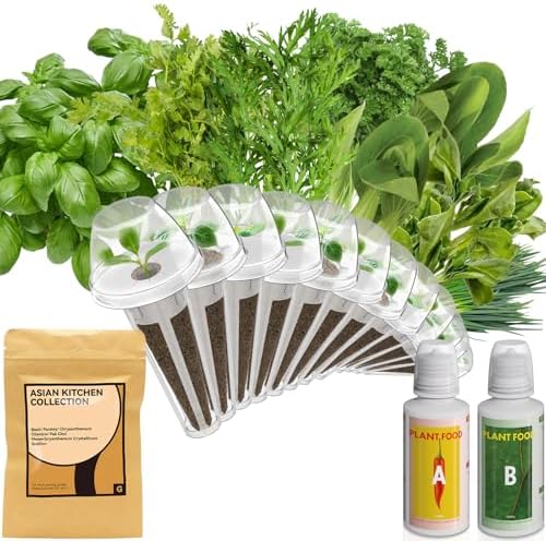 inbloom Gourmet Herb Seed Pod Kit for AeroGarden, iDoo, Ahopegarden with Basil, Parsley, Cilantro, Chrysanthemum, Pak Choi, Crystalline Ice Plant, Onion, Hydroponics Growing System Supply (12-Pod) by inbloomgarden