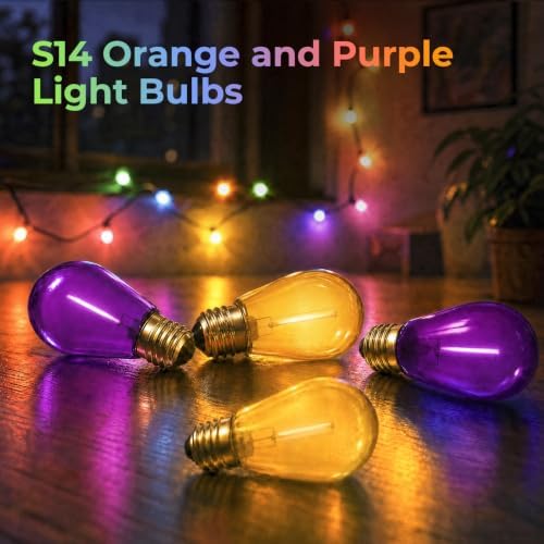GvvooHome 24 Pack S14 Orange and Purple Light Bulbs for String Lights - Image 7