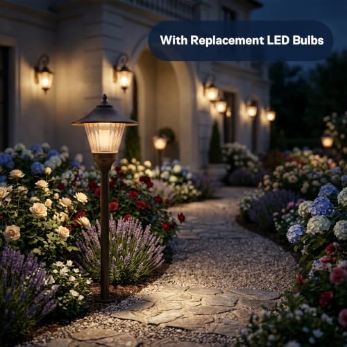 GOODSMANN 2 Pack Low Voltage LED Path Lights 12V AC Bronze Warm White - Image 4
