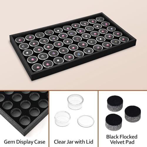 Ikee Design Black Foam Gem and Bead Organizer 50 Jars Display Tray - Image 4