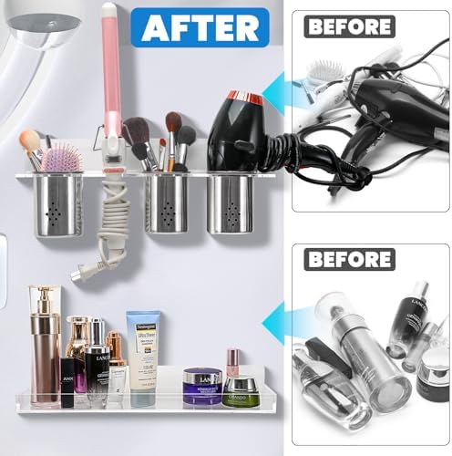 Hair Tool Organizer Wall Mount, Hot Tool Holder with 3 Cups, Set of 2 - Image 2