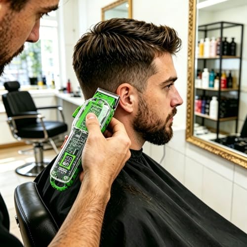 Professional Hair Clippers for Men, Cordless Barber kit for Hair Cutting & Grooming, Hair Clippers Set for Barber Haircut with LED Display 8 Fade Taper Combs(Green) - Image 4