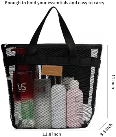 TOPASION Mesh Shower Caddy Bag Portable Hanging Toiletry and Bath Organizer with Zipper for Travel, Gym, Camping, College Dorms, Beach - Image 5