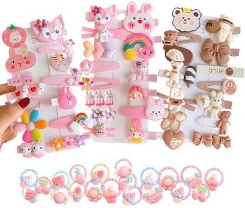 62PCS Girl Hair Clips, Hair Accessories for Girls, Toddler Hair Clips, Clips for Kids, Toddler Barrettes, Flower Rainbow Candy Fruits Set, Hair Pins for Girls Baby by BIUCHY