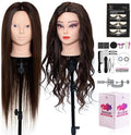 Mannequin Head 80% Human Hair - 28 Inch Make up Cosmetology Manikin Practice Doll Head with Hair, Braiding Styling Dummy with Table Clamp + DIY hair Styling Set by NeverlandBeautyHealth