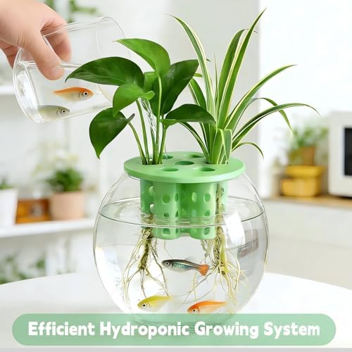 3D Printed Hydroponic Planter Vase, 9-Hole Seedling Starter Tray Indoor Gardening Net Cups Pots for Plants Flowers Vegetables, Office Home Balcony Decor (1, Green) - Image 2
