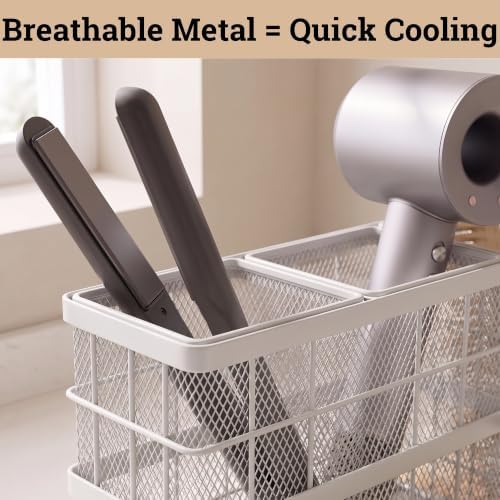 Hair Tool Organizer Countertop, Breathable Metal & Bamboo, Heat-Resistant - Image 4