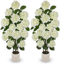 2 Pack 4FT White Hydrangea Artificial Flowers Tree Potted Hydrangea Flowers by Hollyone