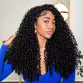 Half Wig Burmese Curly Human Hair 28 Inch Wear Go Glueless Wigs #1B by BellarayineHair