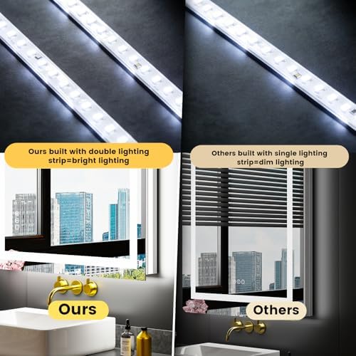 LOAAO 38"X38" LED Bathroom Mirror with Lights, Anti-Fog, Dimmable, RGB Backlit + Front Lighted, Bathroom Vanity Mirror for Wall, Memory Function, Waterproof, Tempered Glass - Image 2