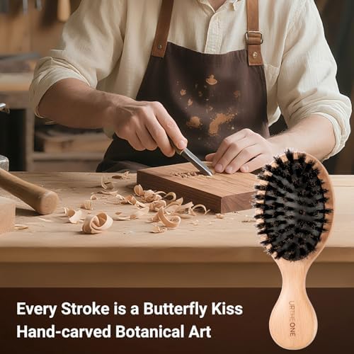 URTHEONE 2 Pack Mini Pure Boar Bristle Hair Brush Small Travel Pocket Brush - Image 2