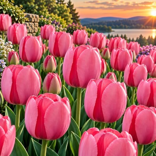 25 Pink Impression Tulip Bulbs | Large Pink Spring Blooms | Fall Planting by CZGrain