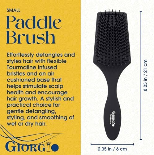Giorgio Detangling Air Cushion Brush for Men and Women - Small, Ball Tip Tourmaline Bristles, Anti-Static for Hair Styling and Blow Drying - Image 2