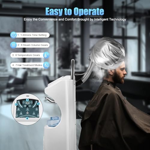 7 in 1 Professional Stand Hair Steamer Dryer, 110V Orbiting Rollerball Color Processor w/ Rolling Base, Floor Hooded Treatment Perming Machine - Image 5