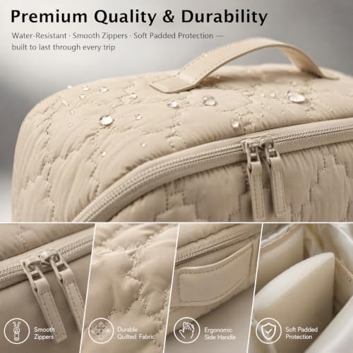 Hair Tool Travel Organizer Bag with Heat Resistant Mat,Camel - Image 7