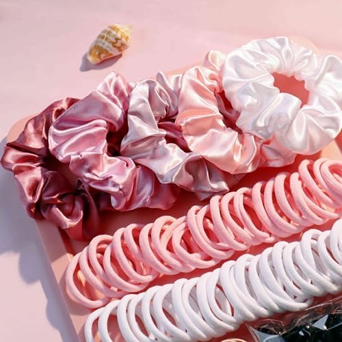 YANRONG Hair Accessories Set: 755PCS Seamless Ponytail Holders, Scrunchies, Hair Bands, and Hair Ties for Thick and Curly Hair (Gradient Powder) - Image 5