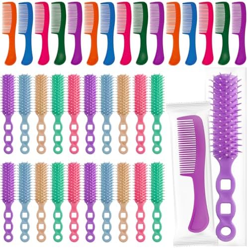 50 Hair Brush Combs Set in Bulk Individually Wrapped Travel Comb Brush by Cydioa