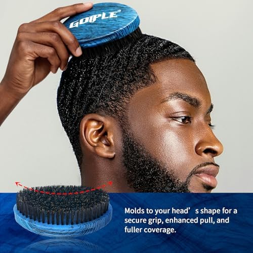 Curved 360 Wave Brush For Black Men Medium Hard Palm Brush for Laying Down Waves Made with Natural Boar Bristle and Wood Easy to Hold | Wave Pomade Strong Hold for Creating 360 Layer Hair Waves - Image 3