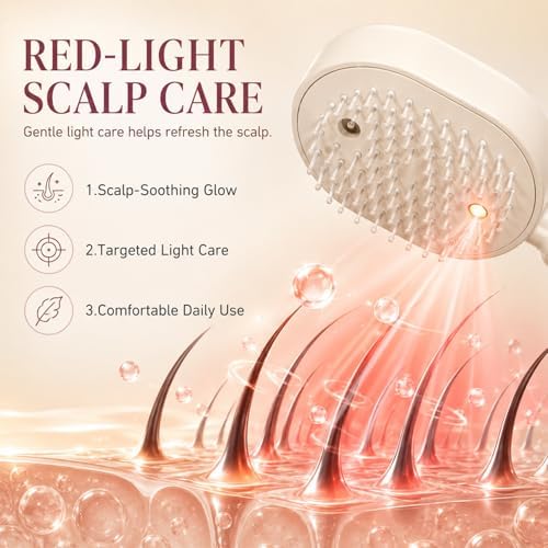 Electric Spray Air Cushion Massage Comb, 2026 Upgrade Electric Steaming Massage Hair Care Brush, Self-Cleaning Anti-Tangle Steam Brush for Hair, Anti-Static for Frizzy & Scalp Care (Purple) - Image 3
