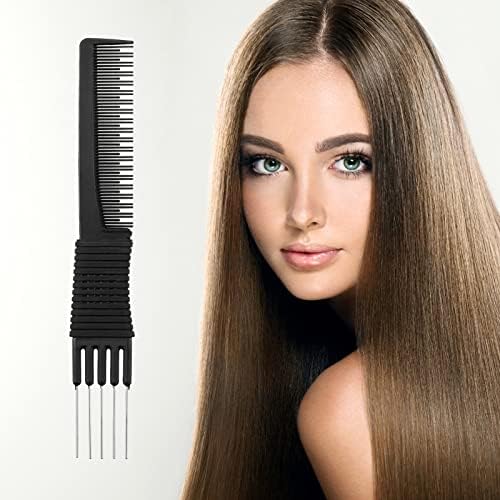 Leinuosen 3 Pack Teasing Combs with Metal Pick, Black - Image 2