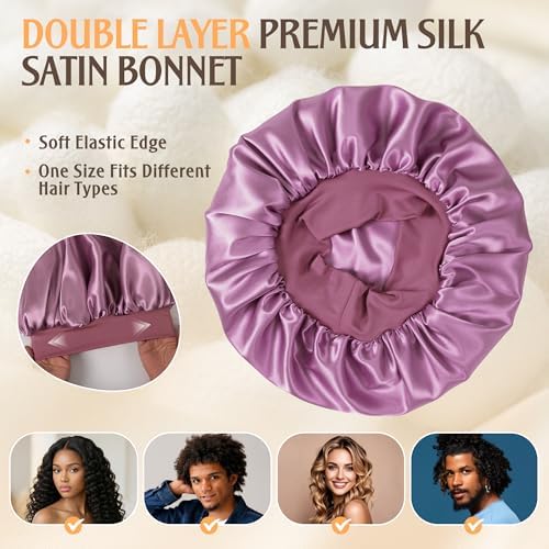 VarCozy Satin Bonnet for Sleeping, Double Layer Hair Bonnets for Women - Image 3