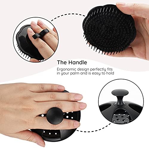 Segbeauty Scalp Massage Brushes, 4 Pcs Shampoo Brush Floriated Shower Comb Long Short Teeth Set, Head Massage Brush for Hair Growth Beard Tidying Pet Grooming Brushes Wet and Dry Scalp Care Black - Image 6