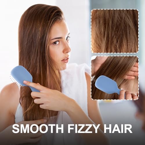 Mini Hair Bursh for Women Men and Kids, Protable Travel Size Hair Brush for Pockets Purses, Mini Detangler Brush for All Hair Types, Small Paddle Brush for Detangling (1 Pack-Blue) - Image 4