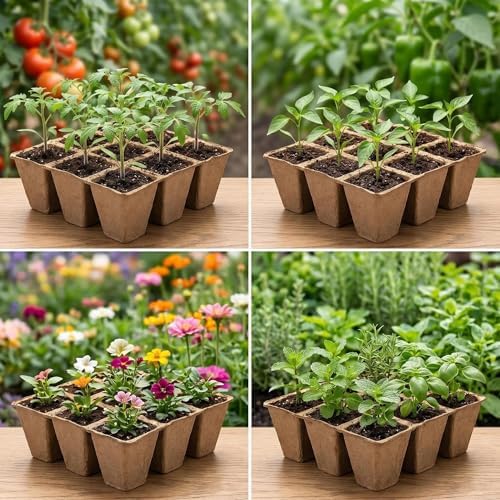 240 Cells Seed Starter Tray: Biodegradable Peat Pots – 20 Pack Plant Starter Kit with Seedling Trays for Indoor Outdoor Vegetable Herb Flower Germination – Reusable Sprouting Kit for Microgreens - Image 7