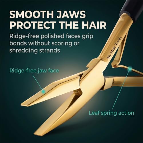 My Hair Tools Tape In Extension Pliers Smooth Jaw Sealing Tool, Gold - Image 2