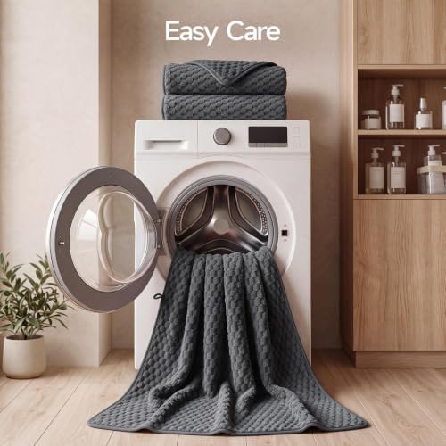 REDKISS Charcoal Gray Microfiber Bath Towels Lagre, 30“x60”, 2 Pack - Image 7