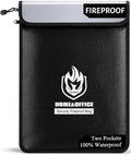 Andyer 2 Pockets Fireproof Document Bag (15"x11"), Protect Values from Fire by Andyer