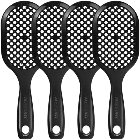 4 Pack Vented Detangling Hair Brush - Detangler Hairbrush with Soft Bristles for Effortless Tangle Free - Ideal for Wet Dry or Curly Damaged Hair for Women Men Kids by Aussumy