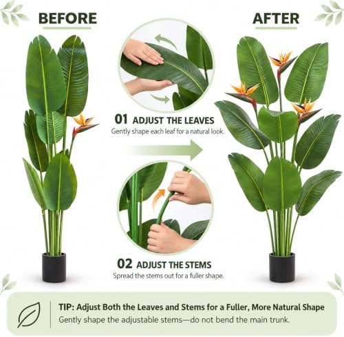 Artificial Bird of Paradise Flowers,5FT Fake Banana Tree for Home&Office - Image 4