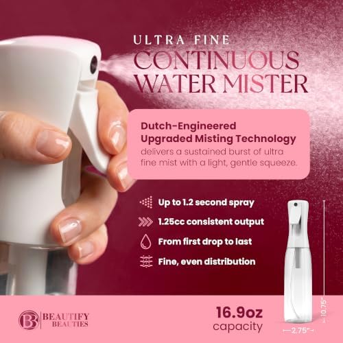 BeautifyBeauties Continuous Spray Bottle for Hair, 16.9 oz Mister Spray - Image 2
